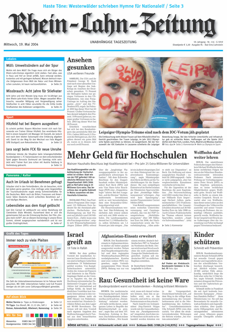 Rhein-Lahn-Zeitung vom Mittwoch, 19.05.2004