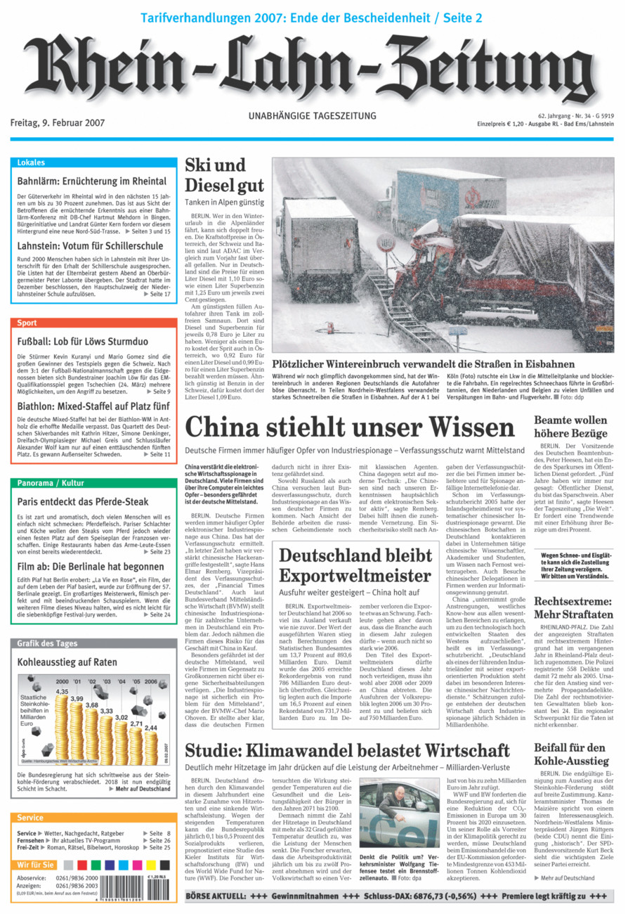 Rhein-Lahn-Zeitung vom Freitag, 09.02.2007