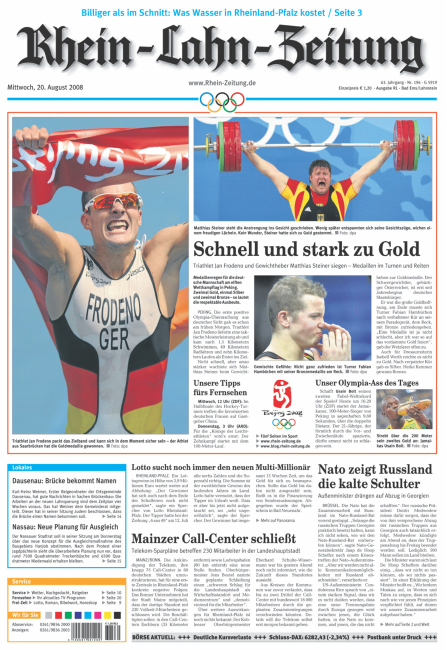 Rhein-Lahn-Zeitung vom Mittwoch, 20.08.2008