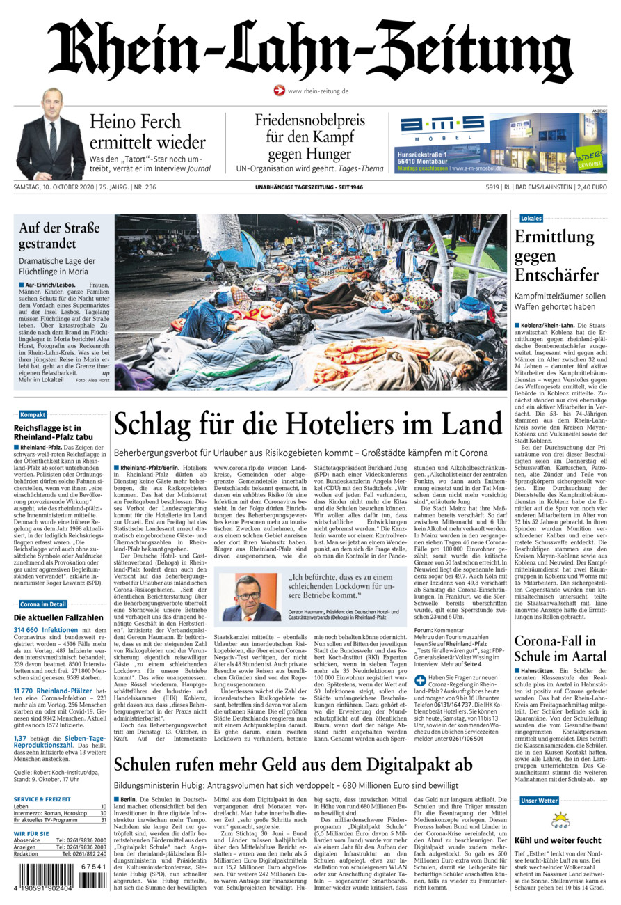 Rhein-Lahn-Zeitung vom Samstag, 10.10.2020