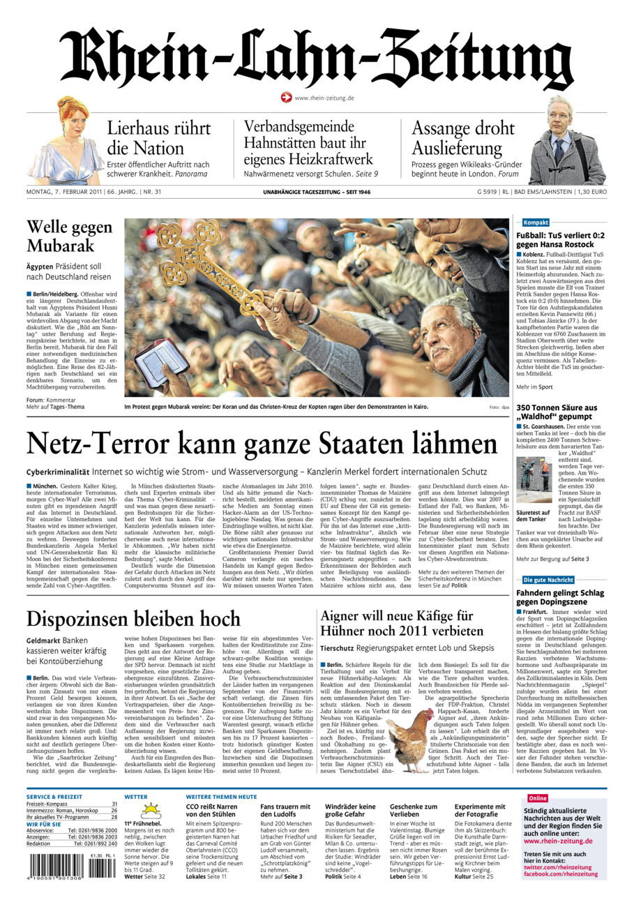 Rhein-Lahn-Zeitung vom Montag, 07.02.2011