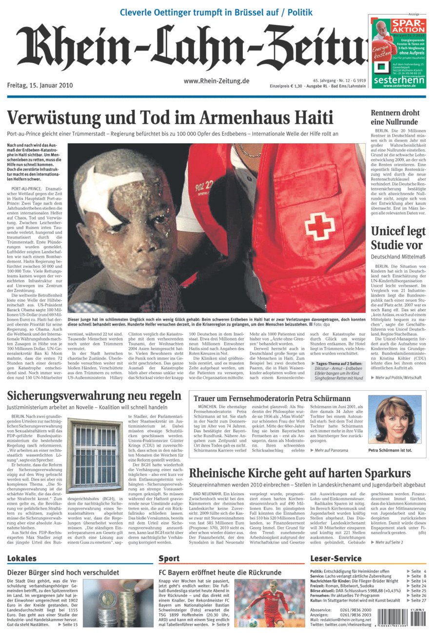 Rhein-Lahn-Zeitung vom Freitag, 15.01.2010