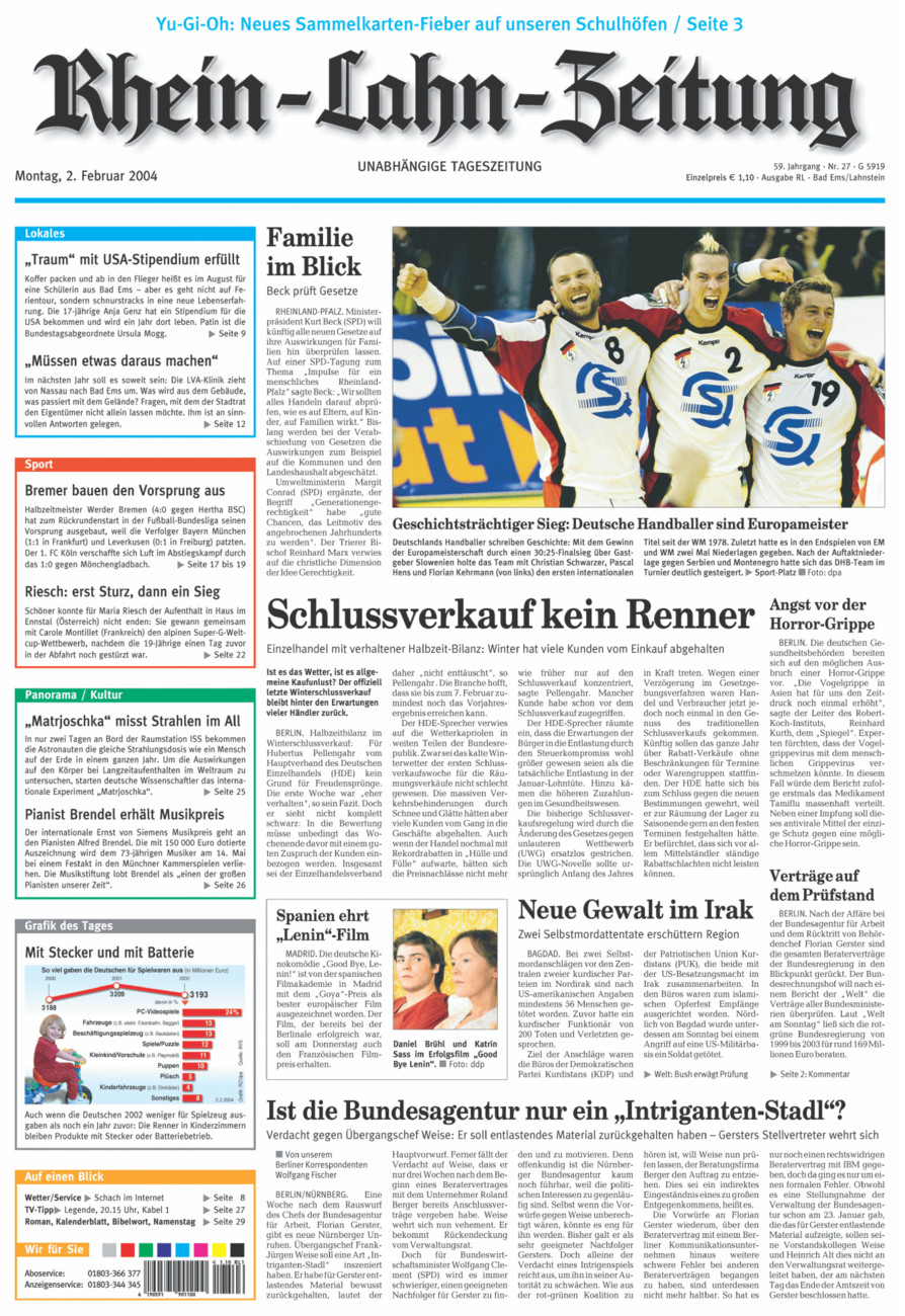 Rhein-Lahn-Zeitung vom Montag, 02.02.2004