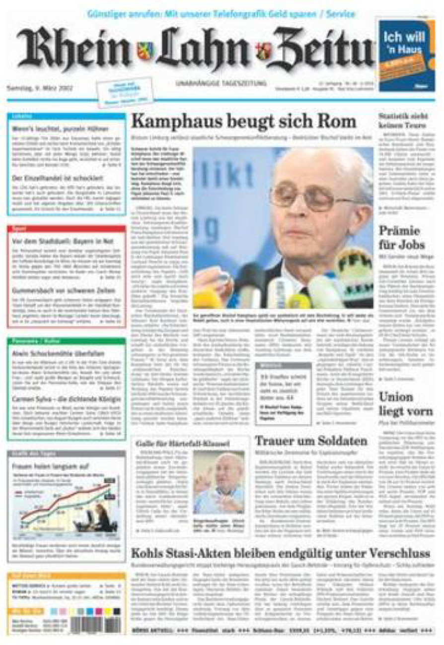Rhein-Lahn-Zeitung vom Samstag, 09.03.2002