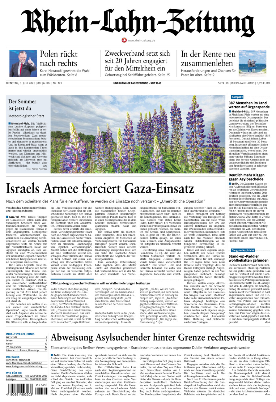 Rhein-Lahn-Zeitung vom Dienstag, 03.06.2025