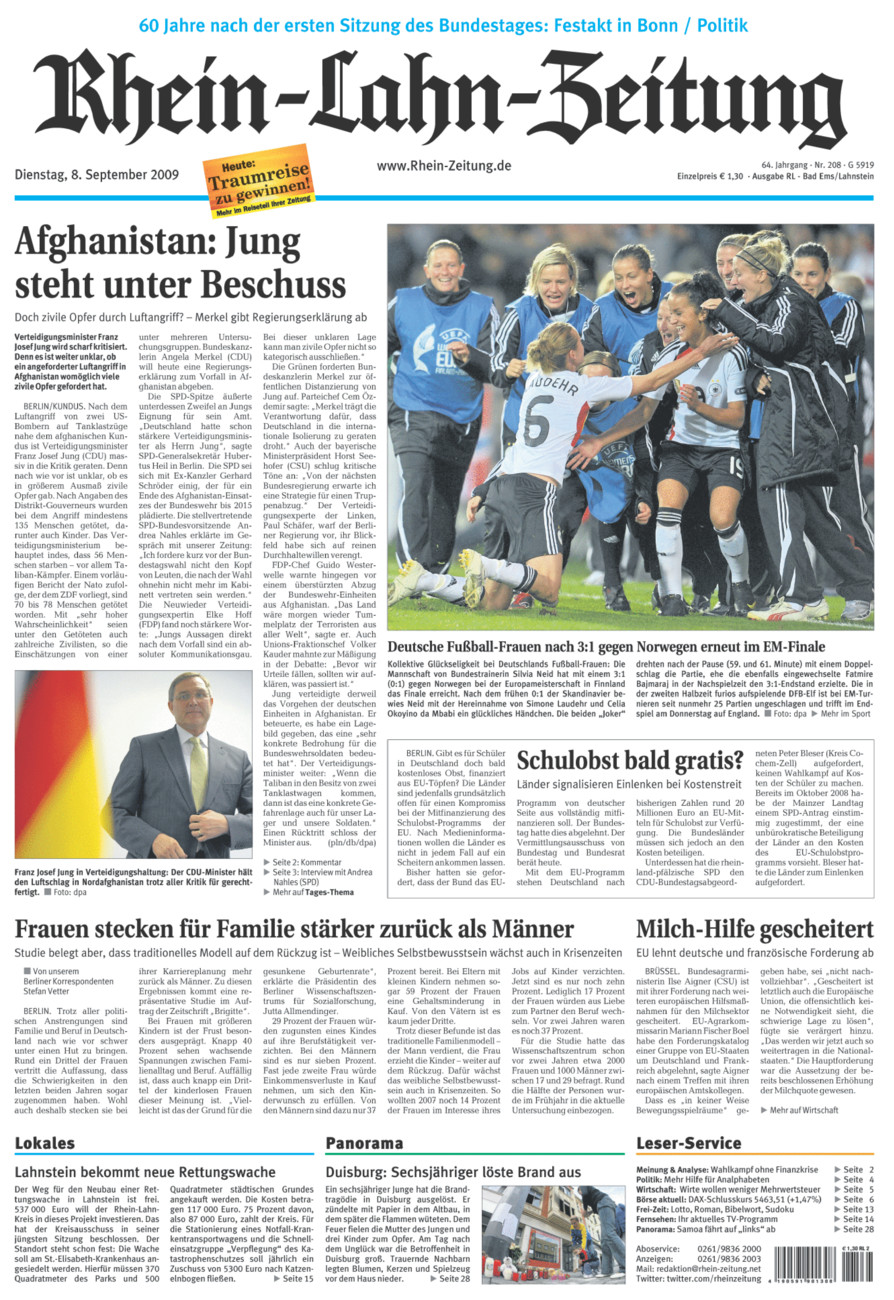 Rhein-Lahn-Zeitung vom Dienstag, 08.09.2009
