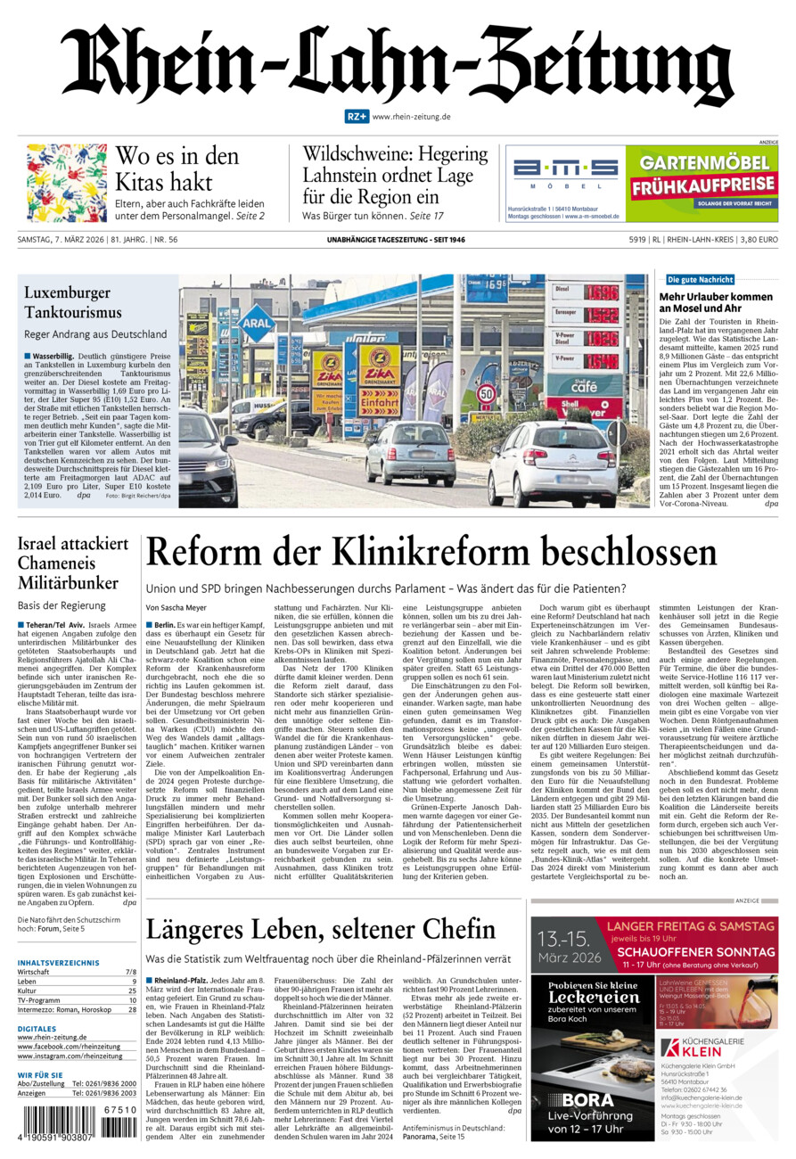 Rhein-Lahn-Zeitung vom Samstag, 07.03.2026