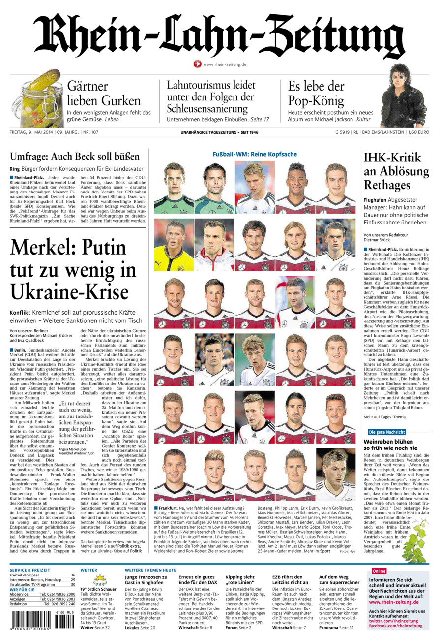 Rhein-Lahn-Zeitung vom Freitag, 09.05.2014