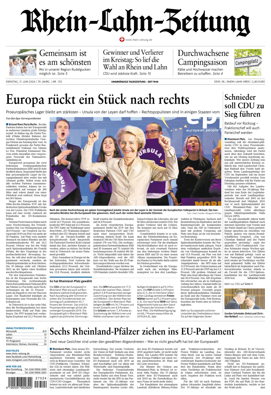 Rhein-Lahn-Zeitung vom Dienstag, 11.06.2024