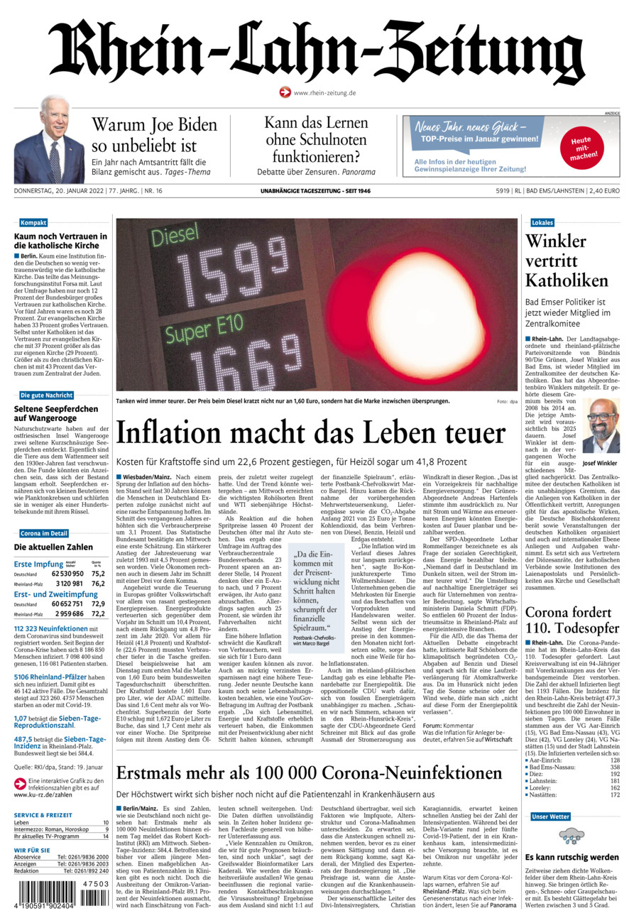 Rhein-Lahn-Zeitung vom Donnerstag, 20.01.2022