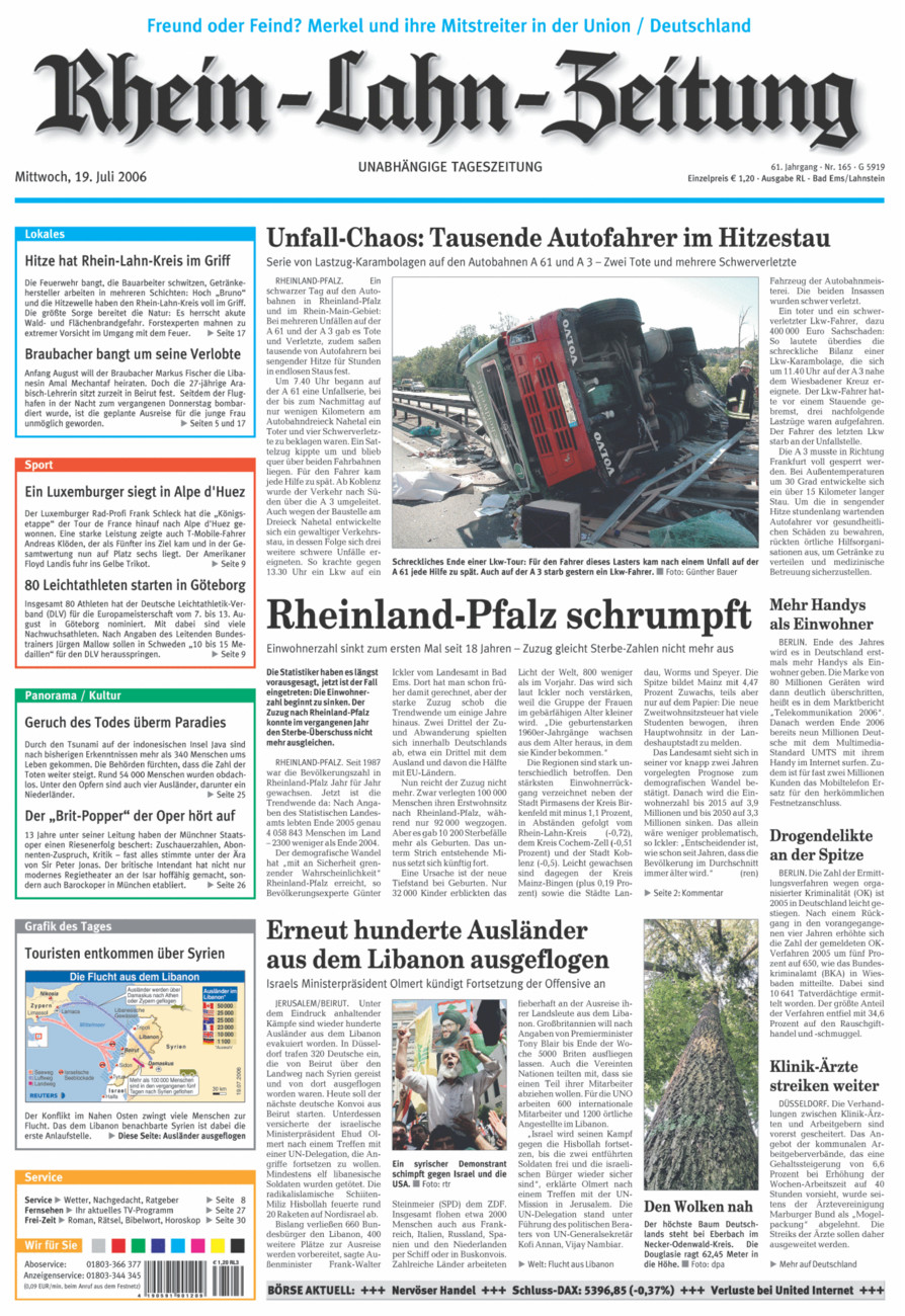 Rhein-Lahn-Zeitung vom Mittwoch, 19.07.2006