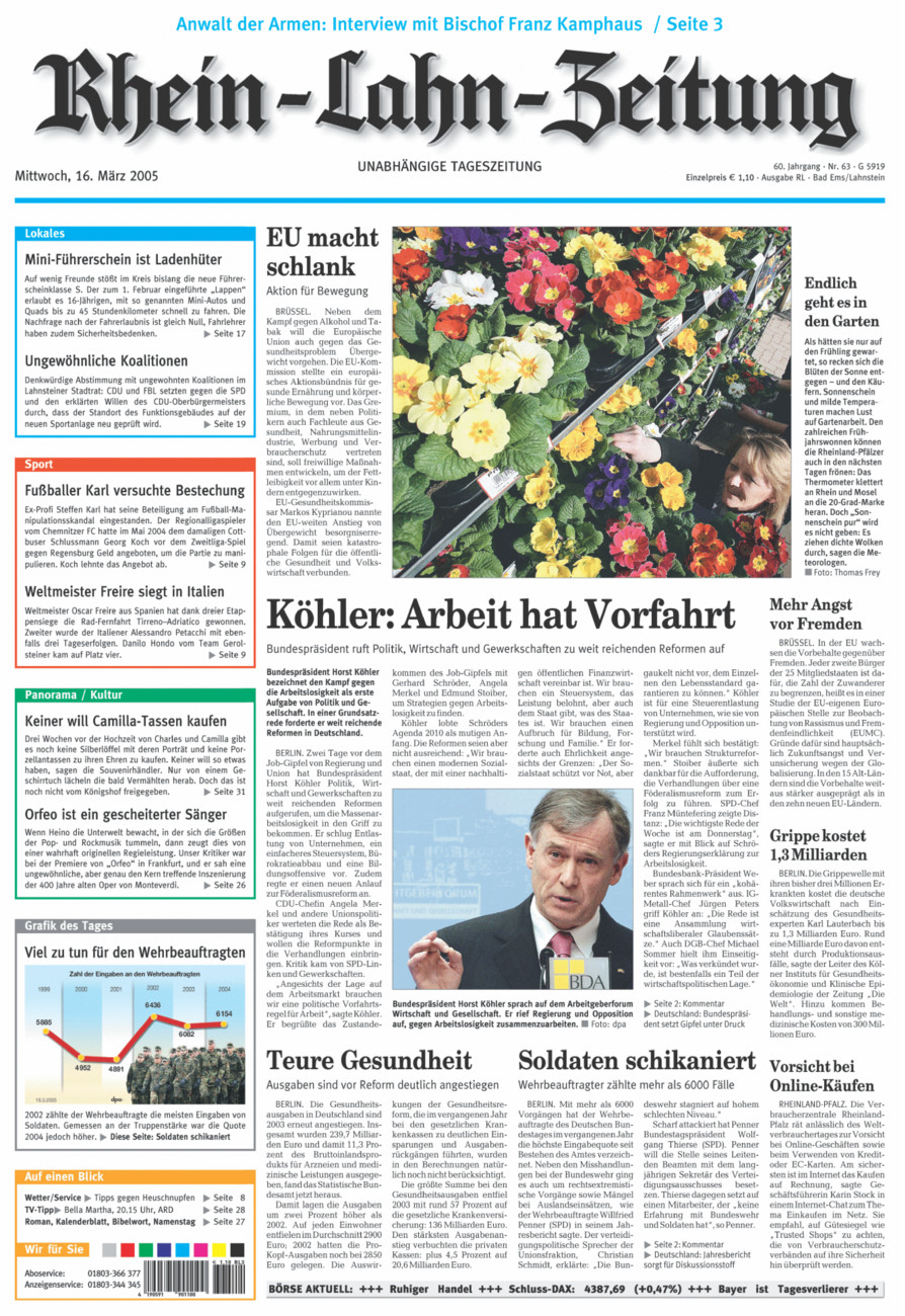Rhein-Lahn-Zeitung vom Mittwoch, 16.03.2005