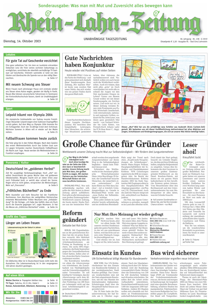 Rhein-Lahn-Zeitung vom Dienstag, 14.10.2003