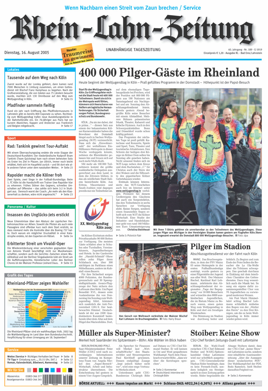 Rhein-Lahn-Zeitung vom Dienstag, 16.08.2005