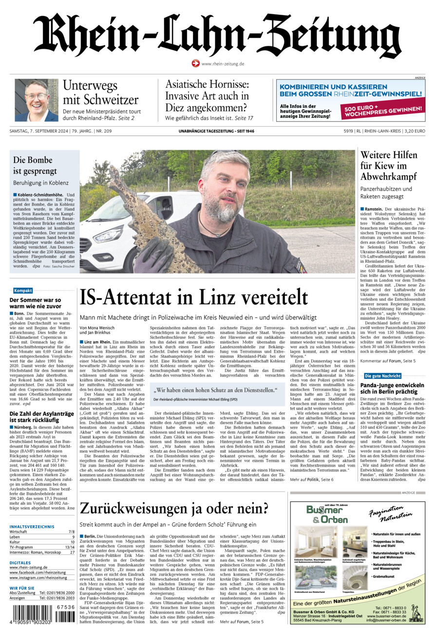 Rhein-Lahn-Zeitung vom Samstag, 07.09.2024