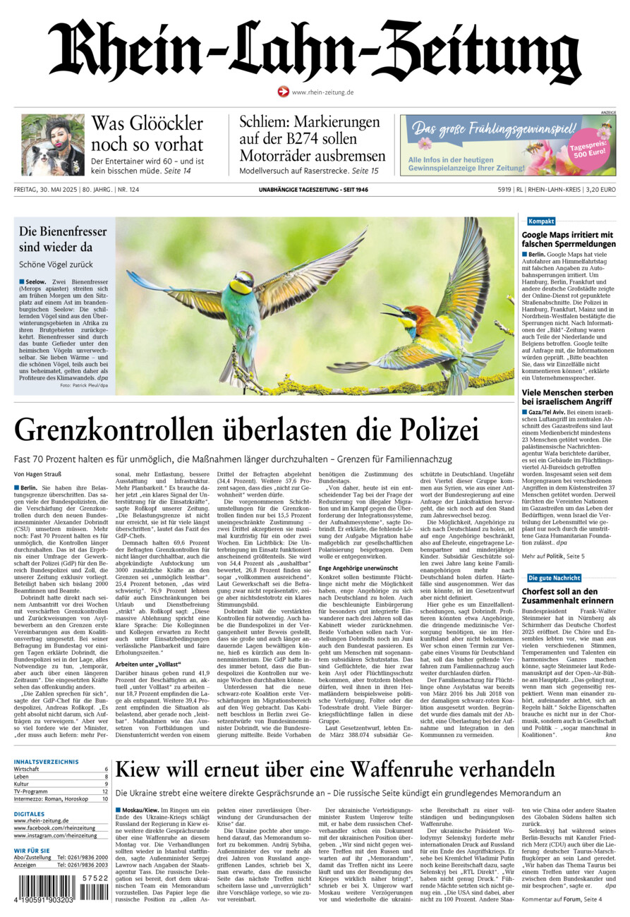 Rhein-Lahn-Zeitung vom Freitag, 30.05.2025