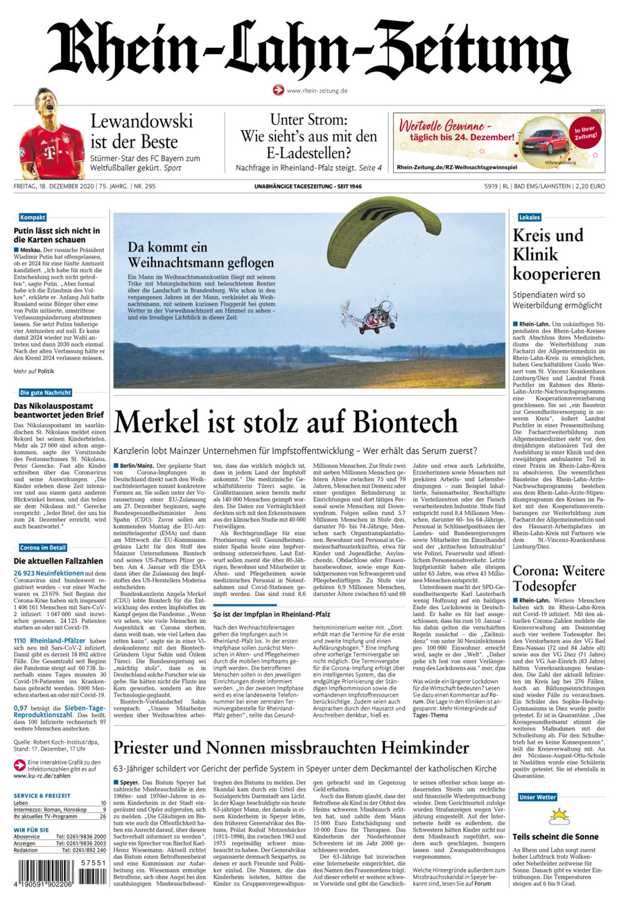 Rhein-Lahn-Zeitung vom Freitag, 18.12.2020