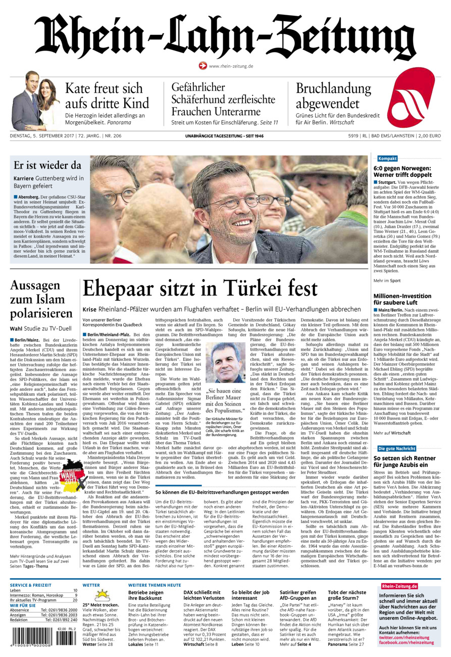 Rhein-Lahn-Zeitung vom Dienstag, 05.09.2017