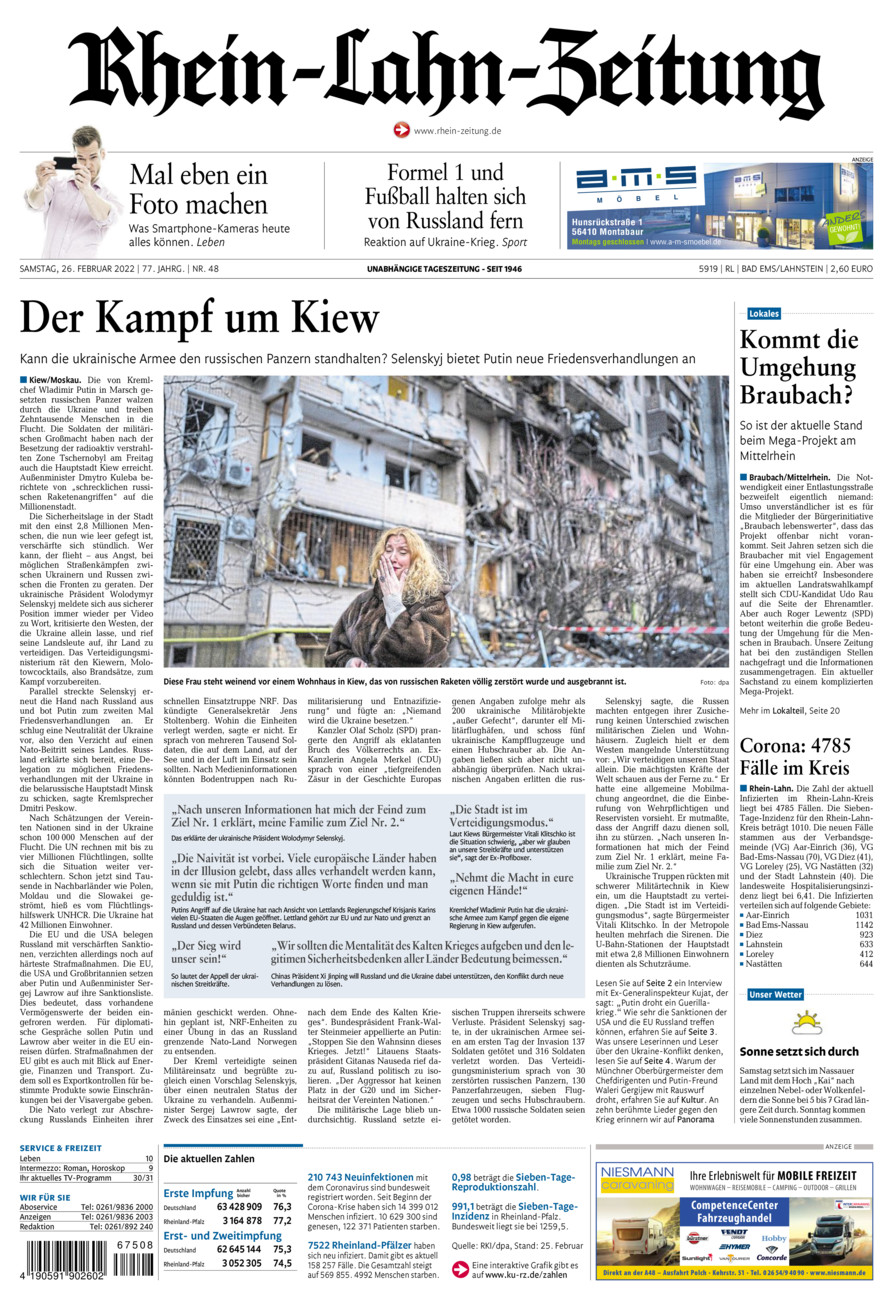 Rhein-Lahn-Zeitung vom Samstag, 26.02.2022