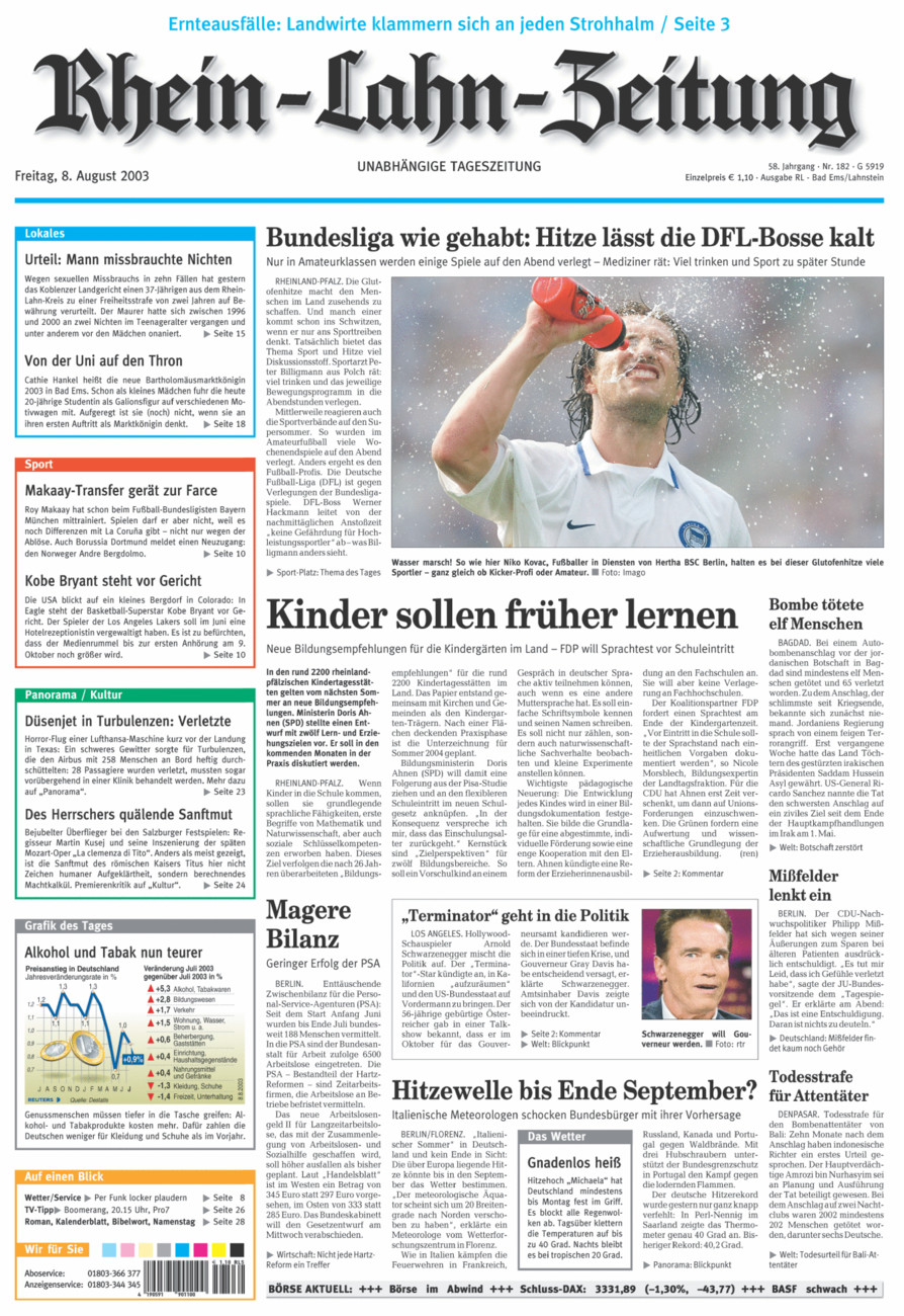 Rhein-Lahn-Zeitung vom Freitag, 08.08.2003