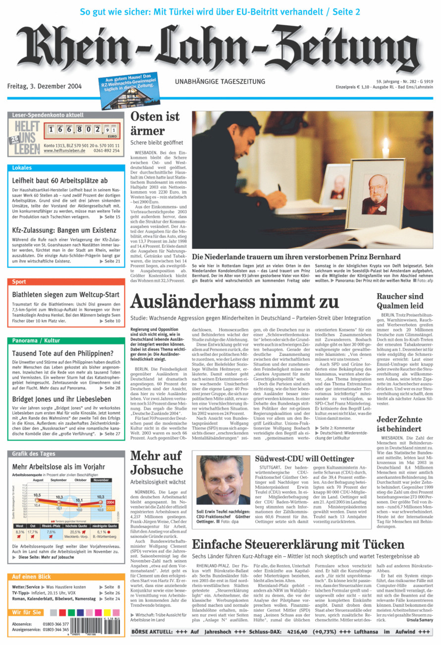 Rhein-Lahn-Zeitung vom Freitag, 03.12.2004