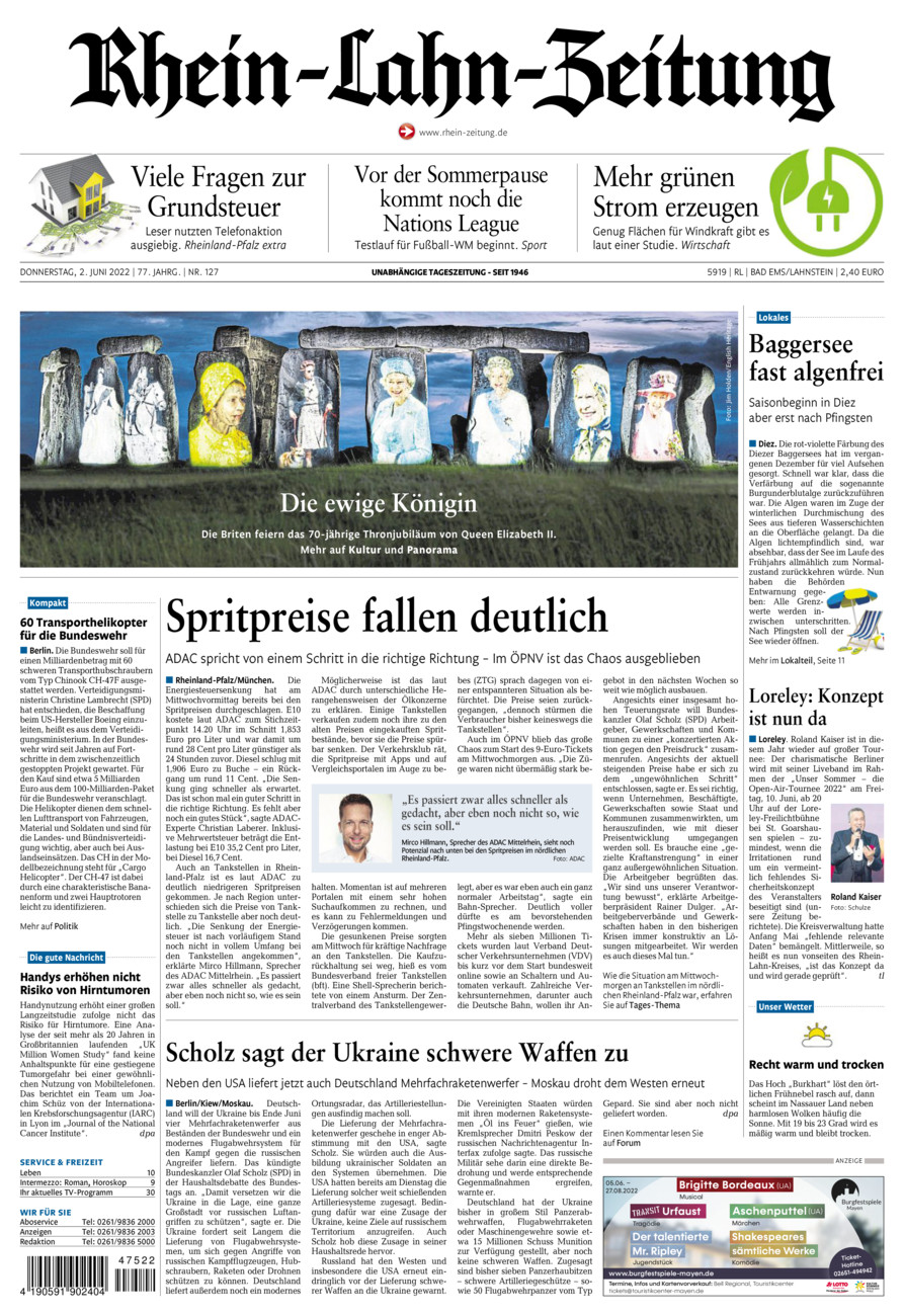 Rhein-Lahn-Zeitung vom Donnerstag, 02.06.2022