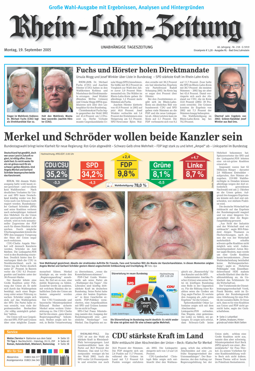 Rhein-Lahn-Zeitung vom Montag, 19.09.2005