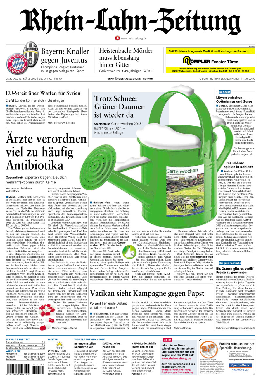 Rhein-Lahn-Zeitung vom Samstag, 16.03.2013