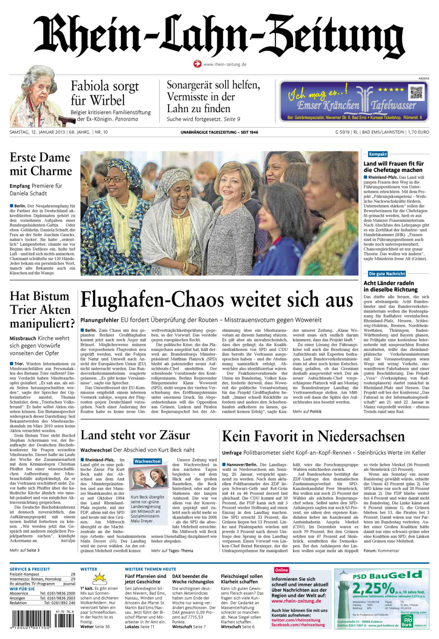 Rhein-Lahn-Zeitung vom Samstag, 12.01.2013