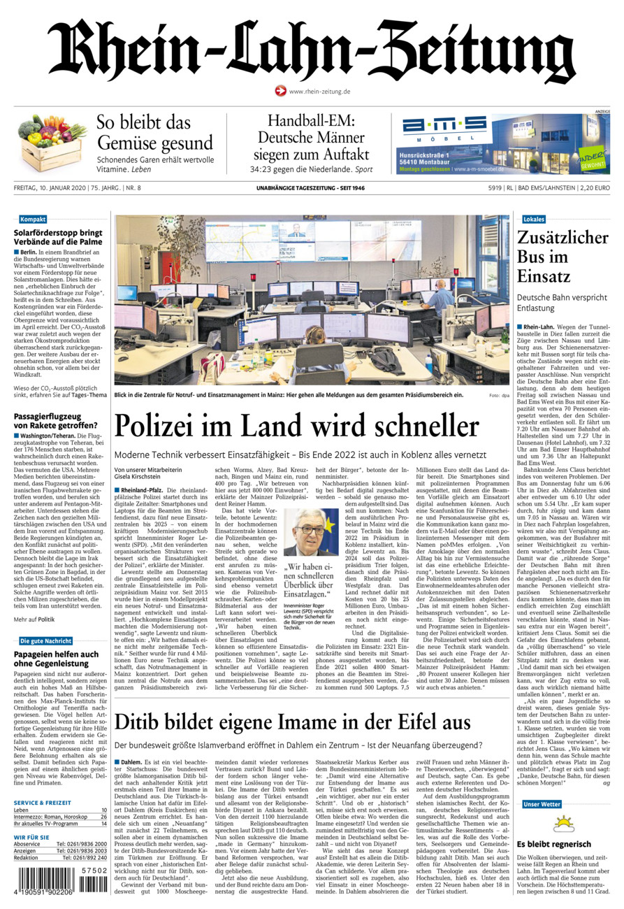 Rhein-Lahn-Zeitung vom Freitag, 10.01.2020