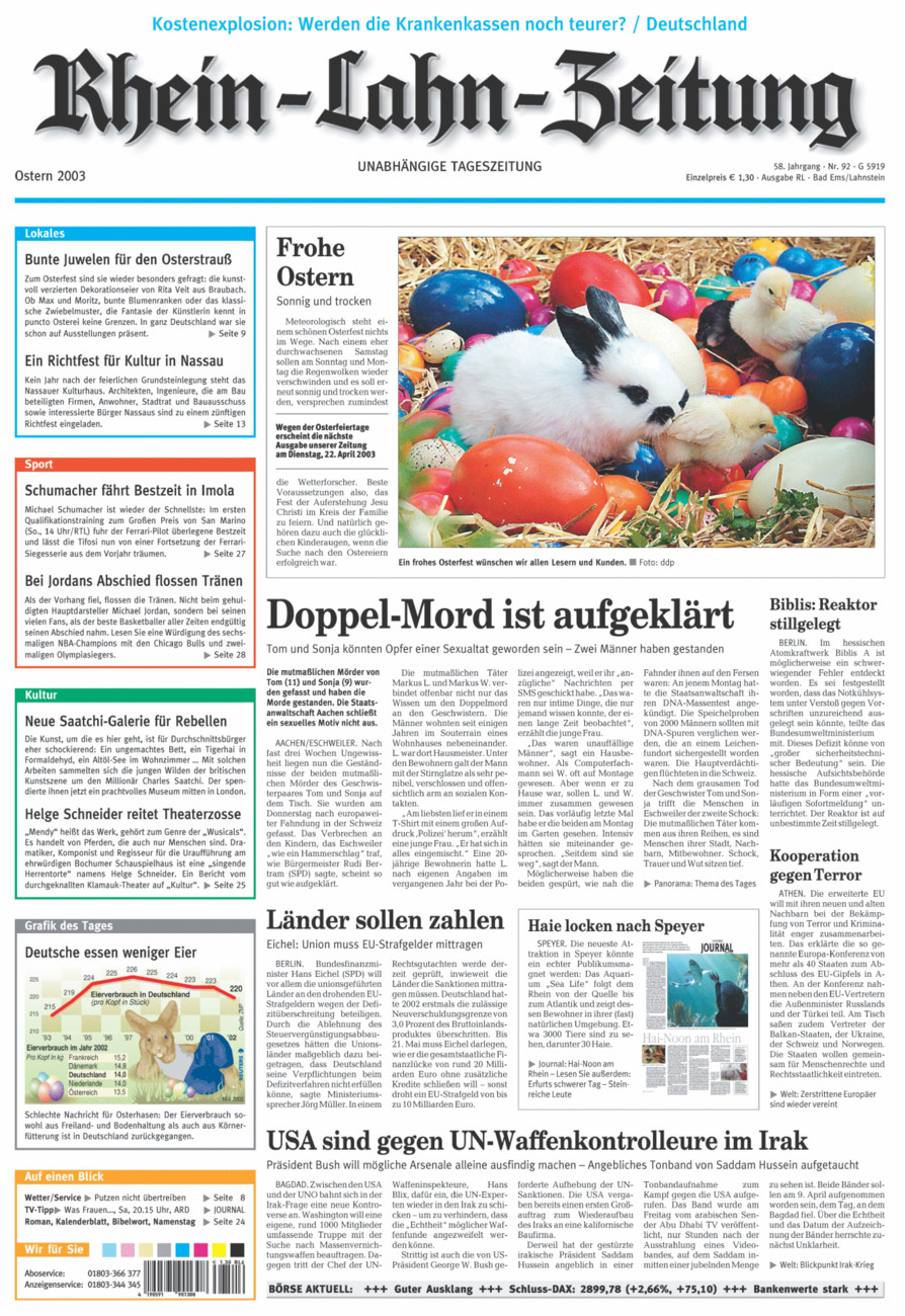 Rhein-Lahn-Zeitung vom Samstag, 19.04.2003