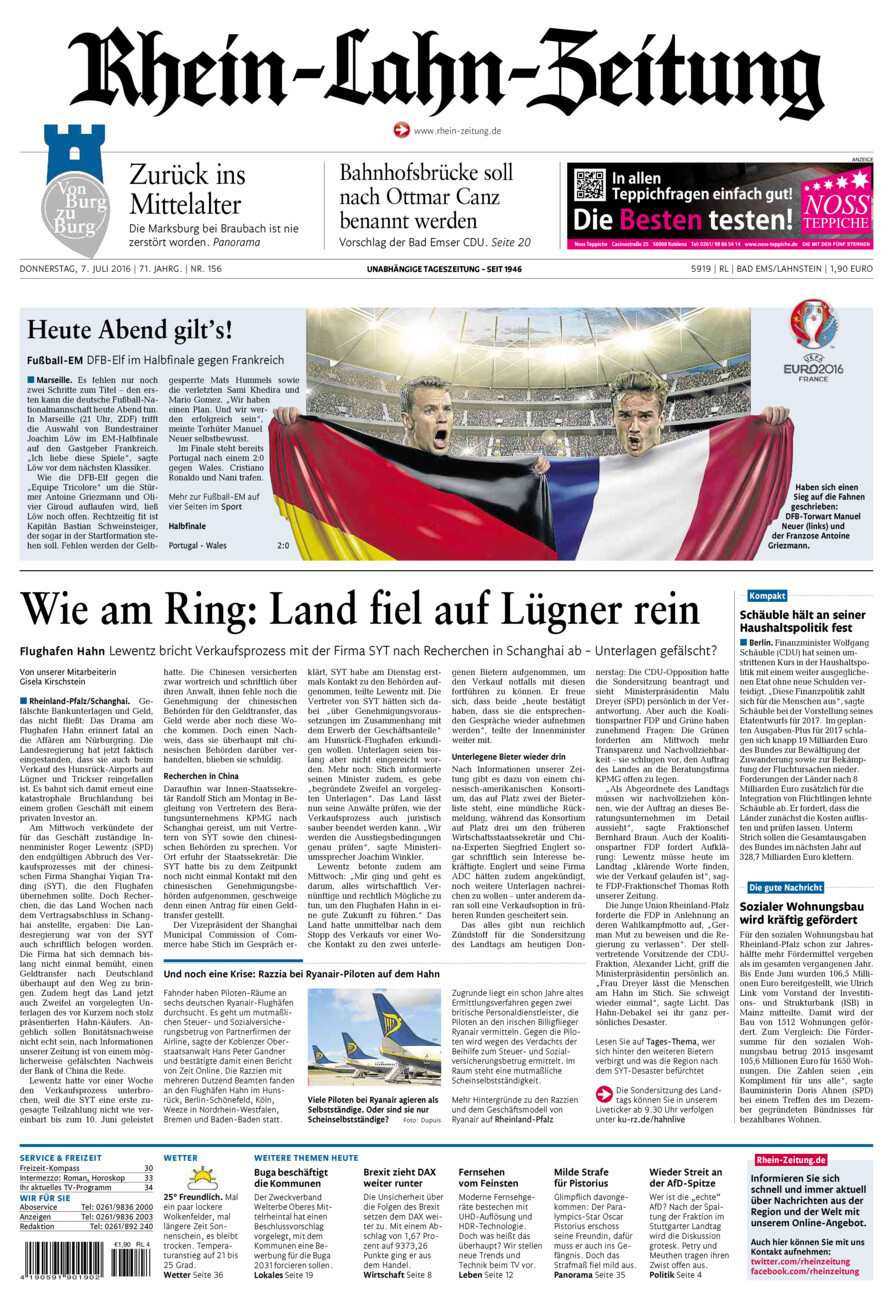 Rhein-Lahn-Zeitung vom Donnerstag, 07.07.2016