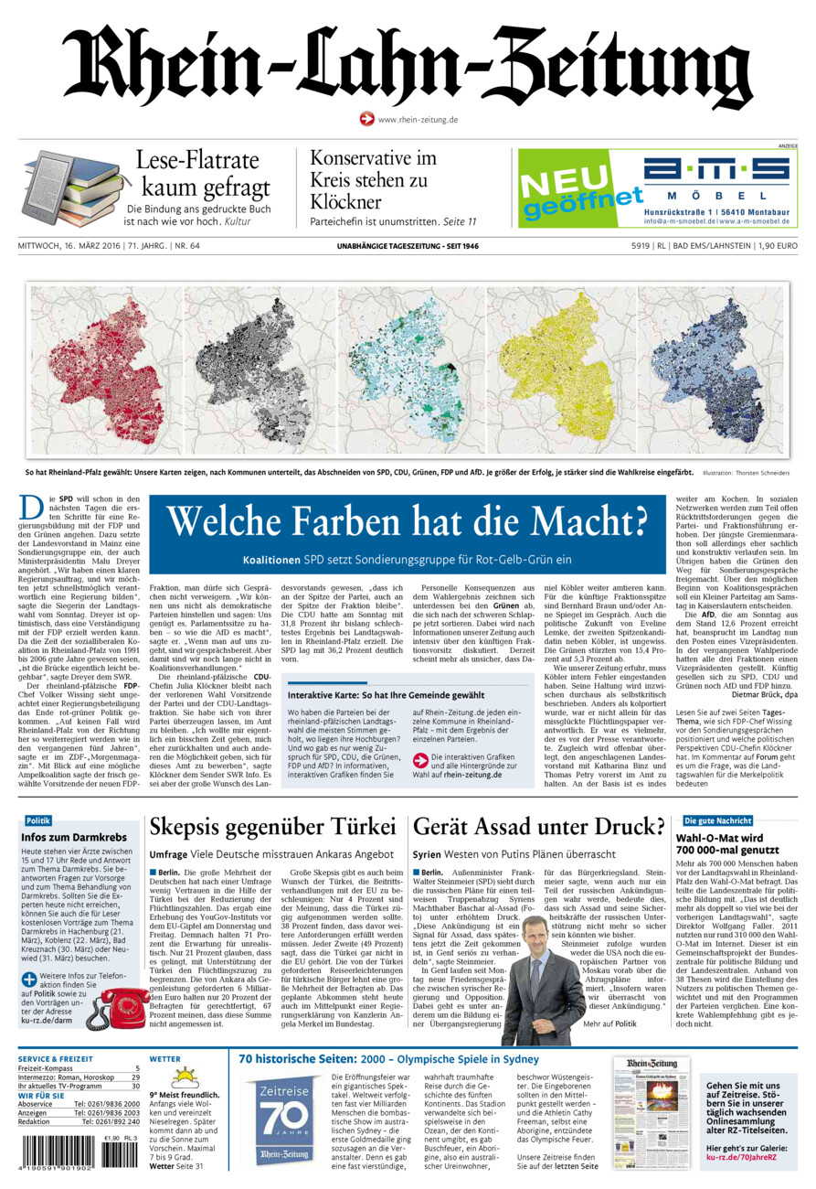 Rhein-Lahn-Zeitung vom Mittwoch, 16.03.2016