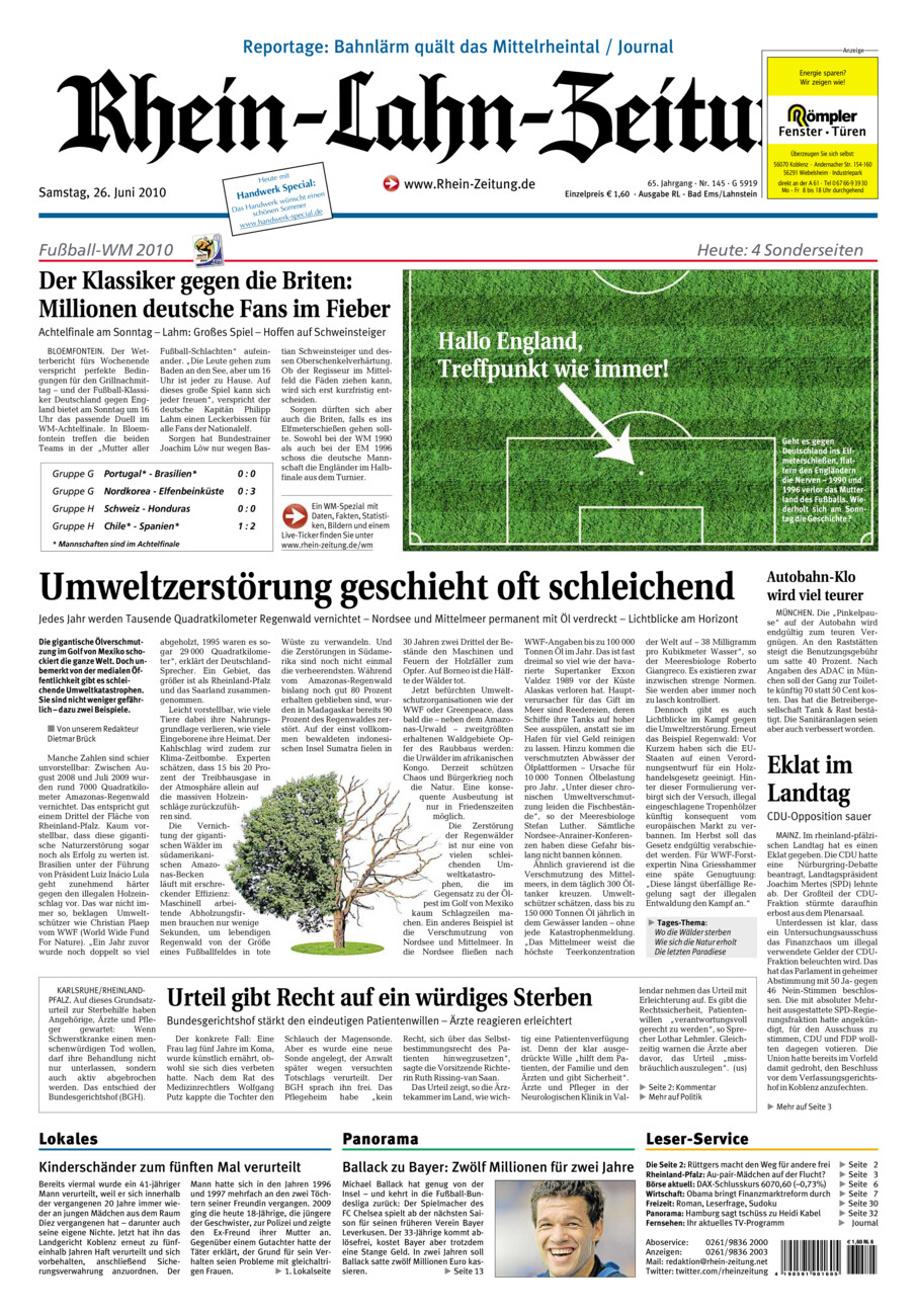 Rhein-Lahn-Zeitung vom Samstag, 26.06.2010