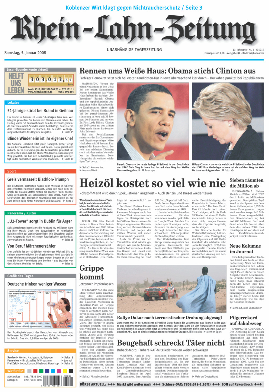 Rhein-Lahn-Zeitung vom Samstag, 05.01.2008