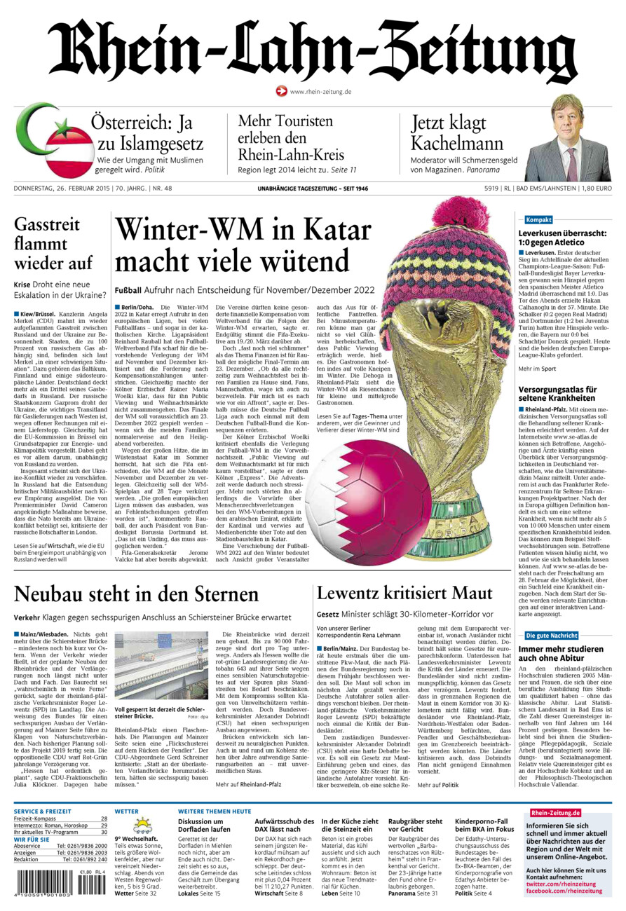 Rhein-Lahn-Zeitung vom Donnerstag, 26.02.2015