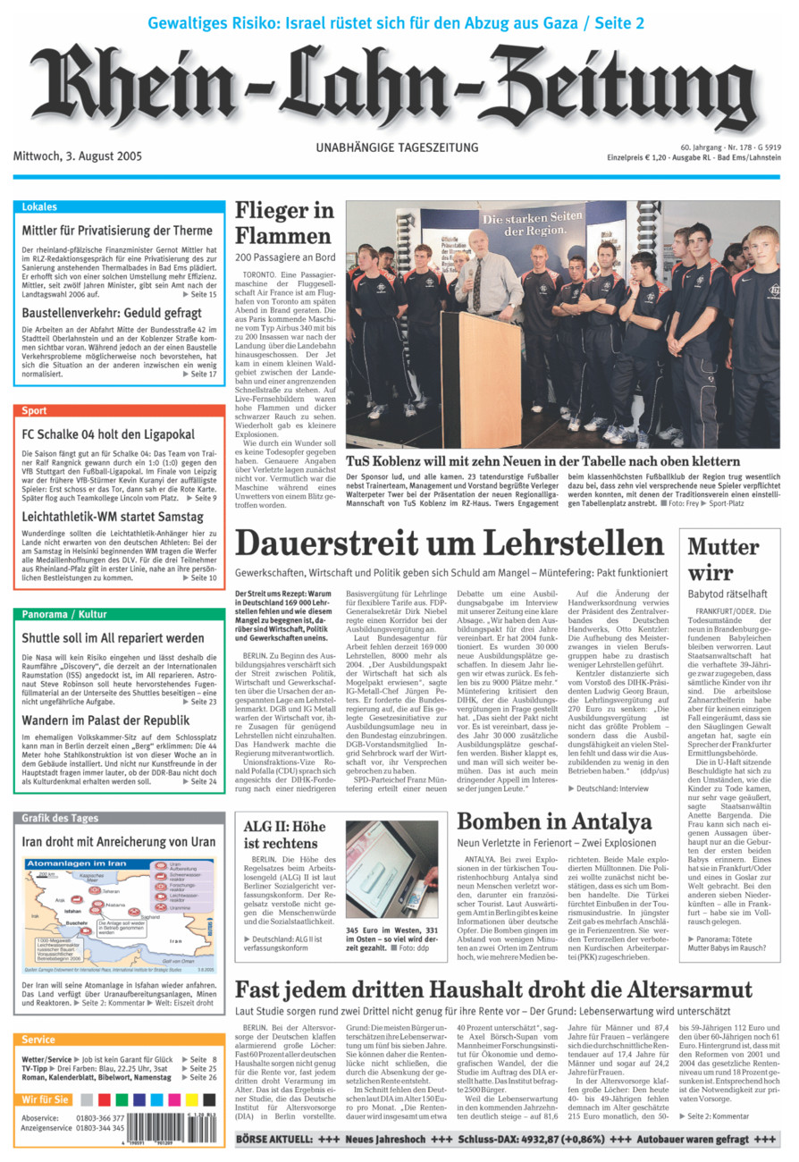 Rhein-Lahn-Zeitung vom Mittwoch, 03.08.2005