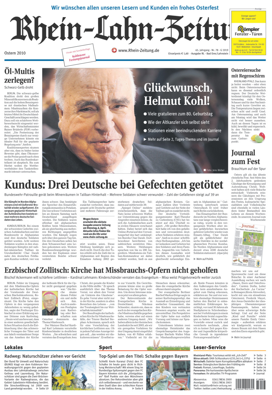 Rhein-Lahn-Zeitung vom Samstag, 03.04.2010