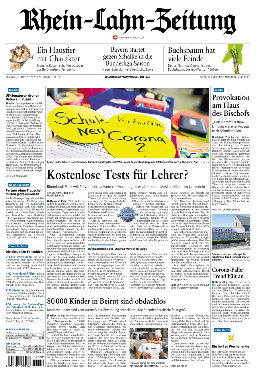 Rhein-Lahn-Zeitung vom Samstag, 08.08.2020