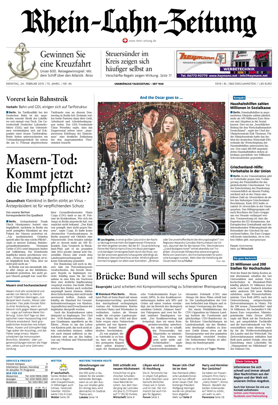 Rhein-Lahn-Zeitung vom Dienstag, 24.02.2015
