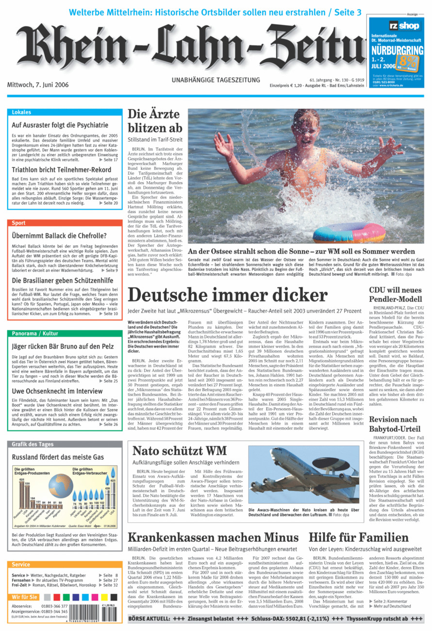 Rhein-Lahn-Zeitung vom Mittwoch, 07.06.2006