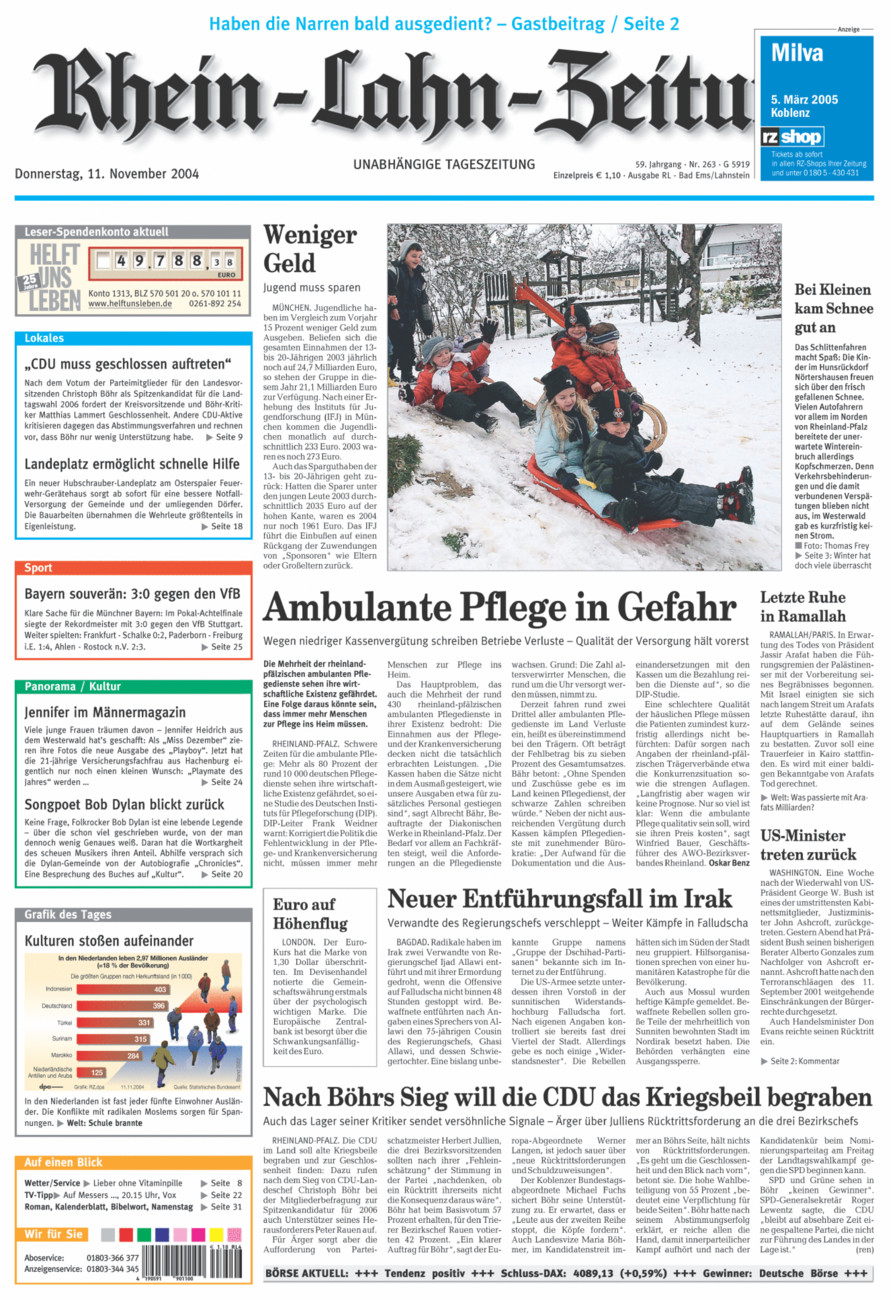 Rhein-Lahn-Zeitung vom Donnerstag, 11.11.2004