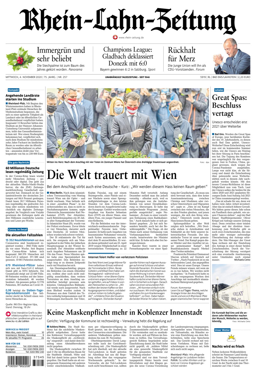 Rhein-Lahn-Zeitung vom Mittwoch, 04.11.2020