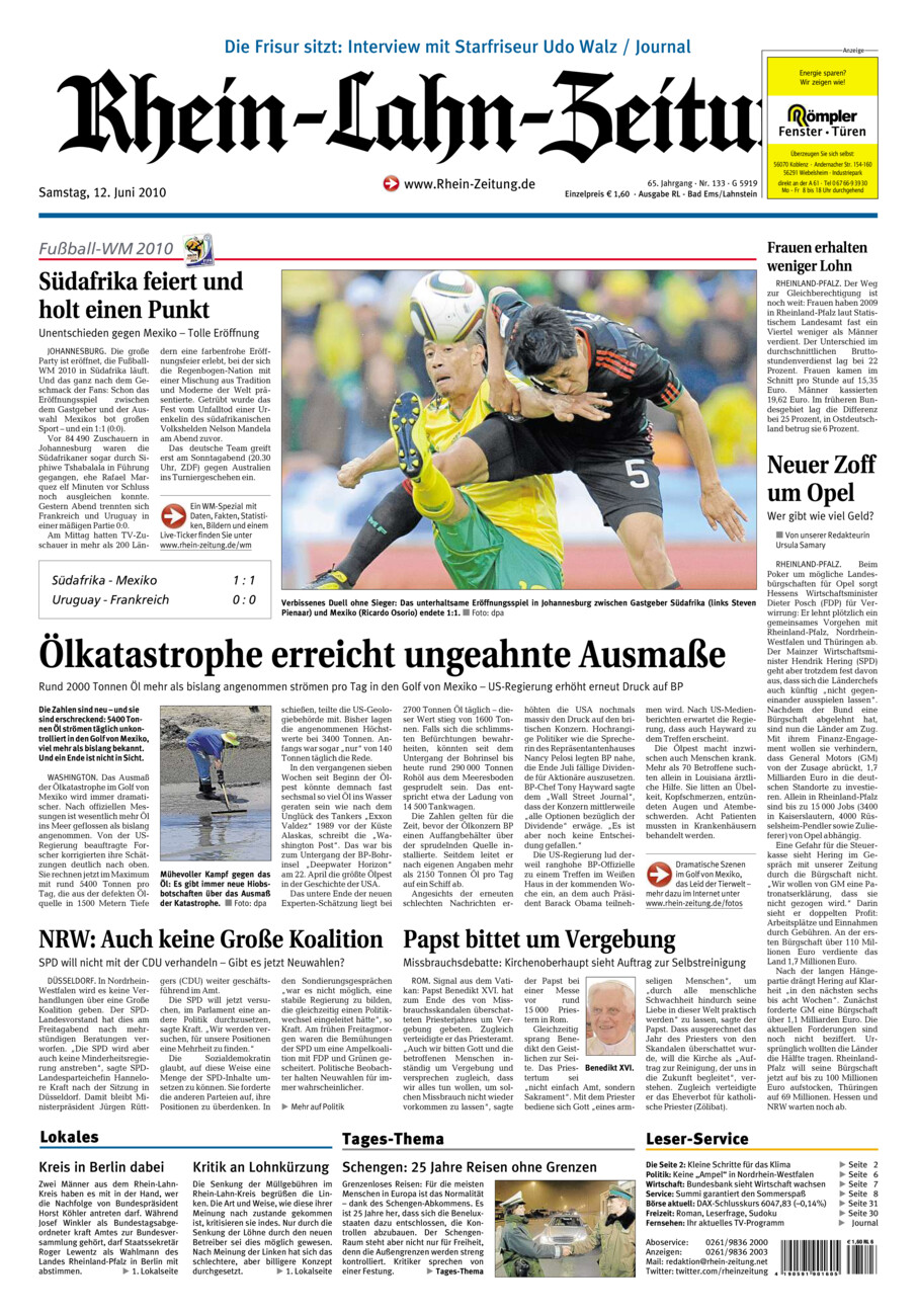 Rhein-Lahn-Zeitung vom Samstag, 12.06.2010