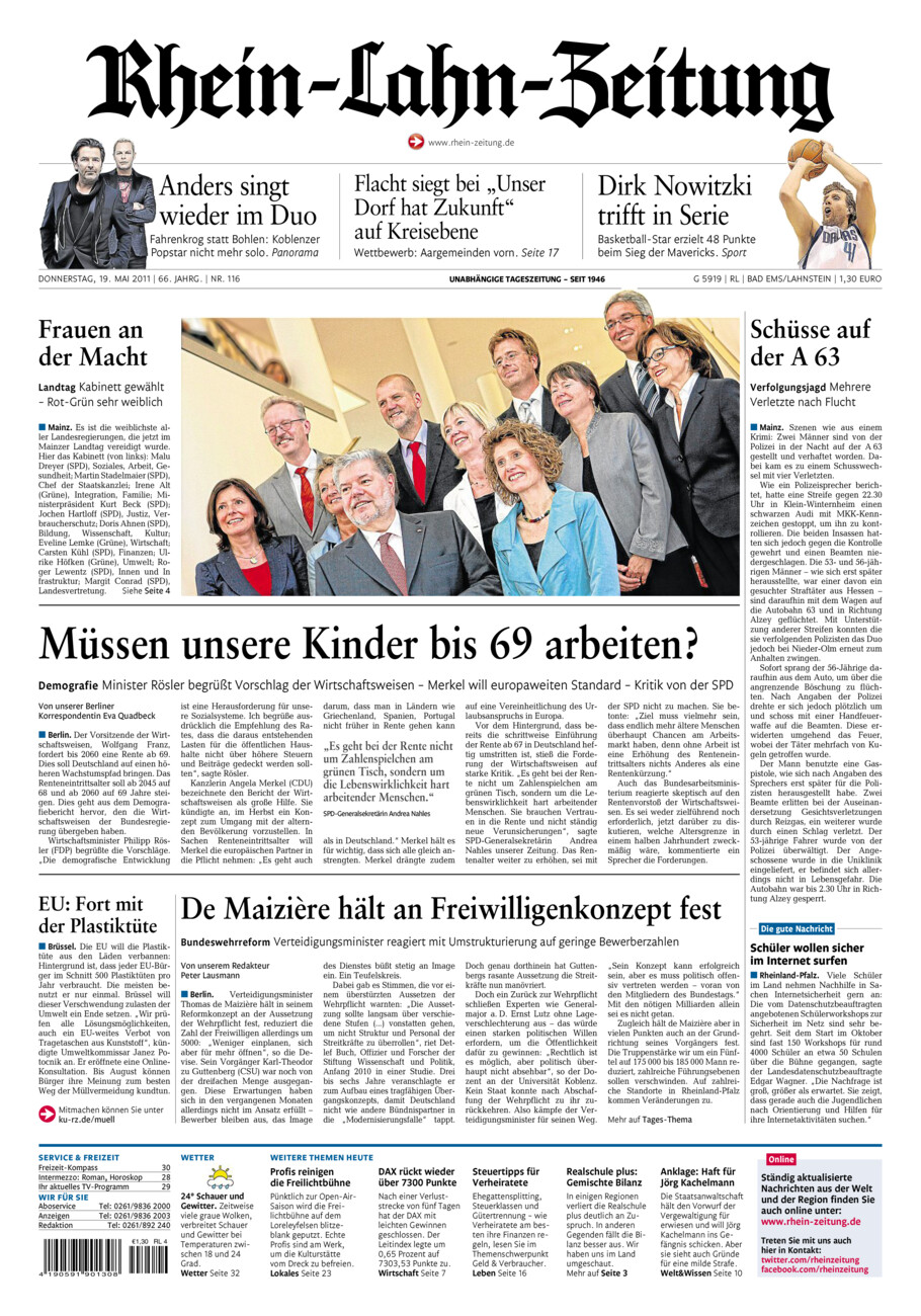 Rhein-Lahn-Zeitung vom Donnerstag, 19.05.2011