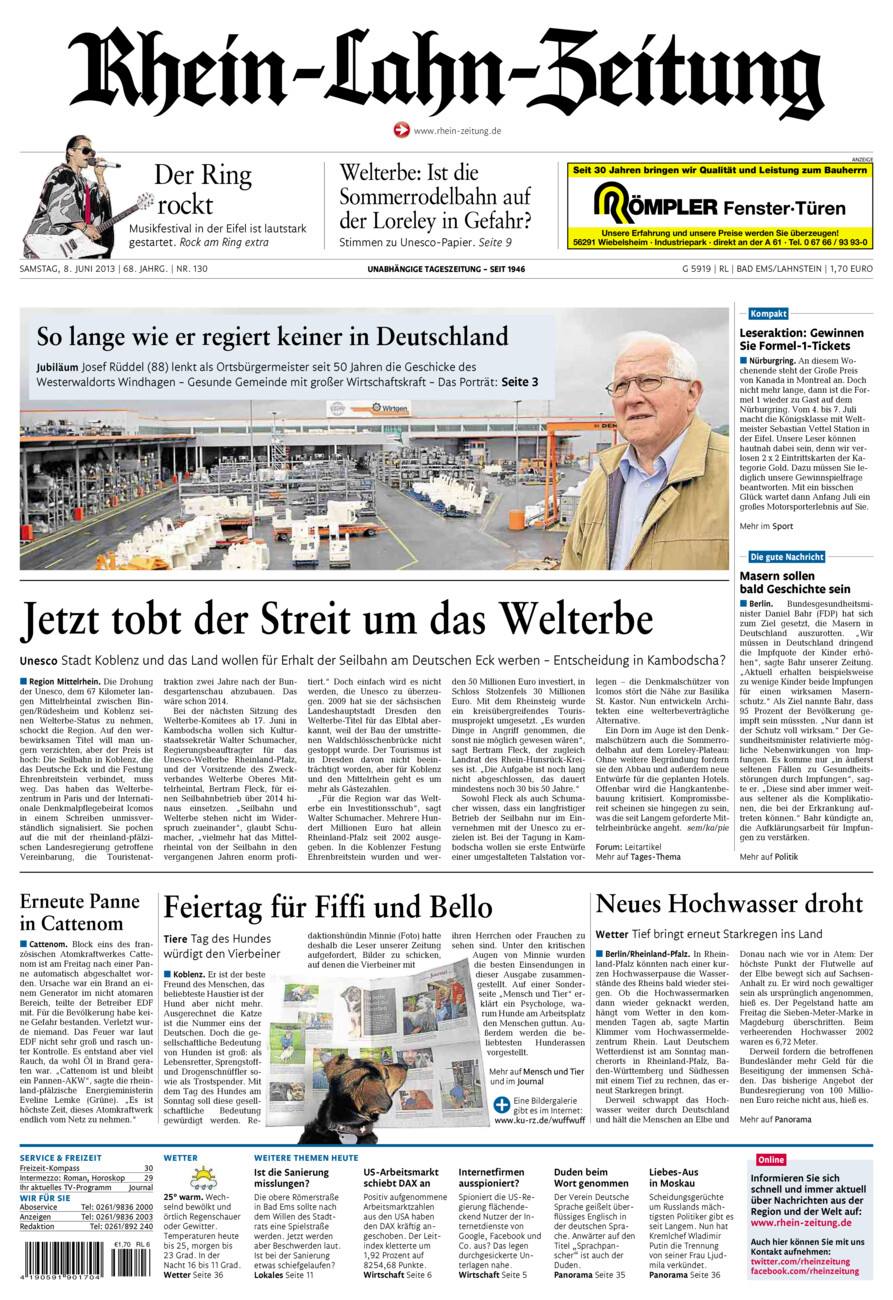 Rhein-Lahn-Zeitung vom Samstag, 08.06.2013