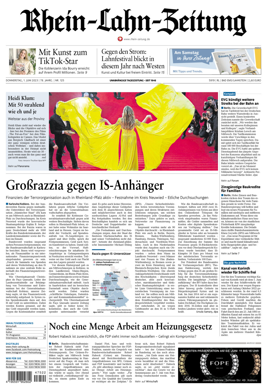 Rhein-Lahn-Zeitung vom Donnerstag, 01.06.2023