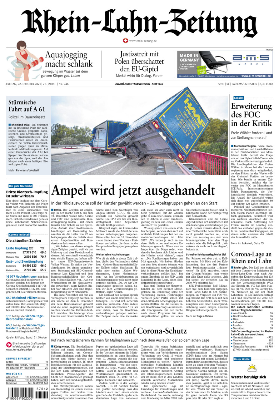 Rhein-Lahn-Zeitung vom Freitag, 22.10.2021