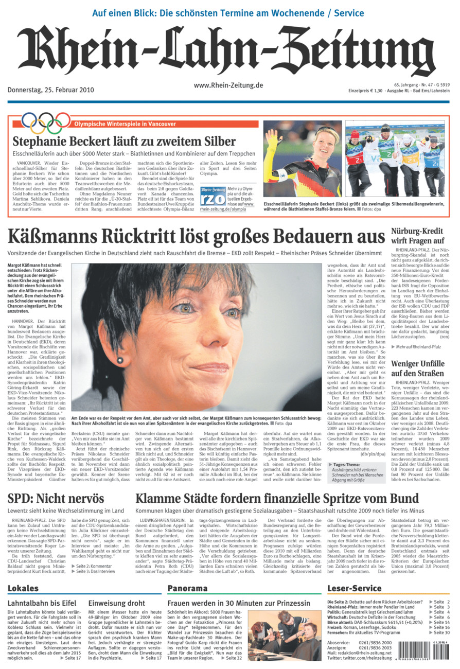 Rhein-Lahn-Zeitung vom Donnerstag, 25.02.2010