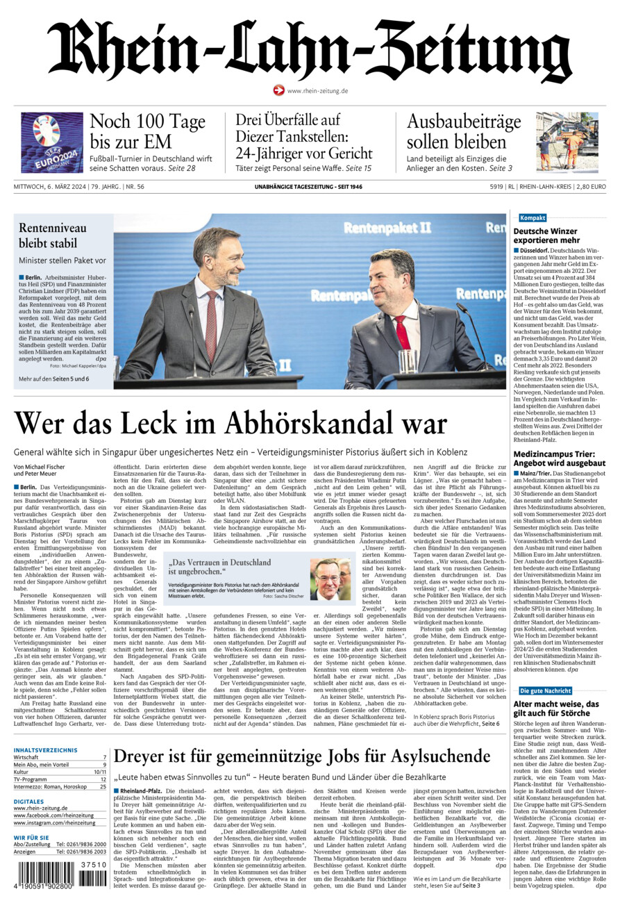 Rhein-Lahn-Zeitung vom Mittwoch, 06.03.2024